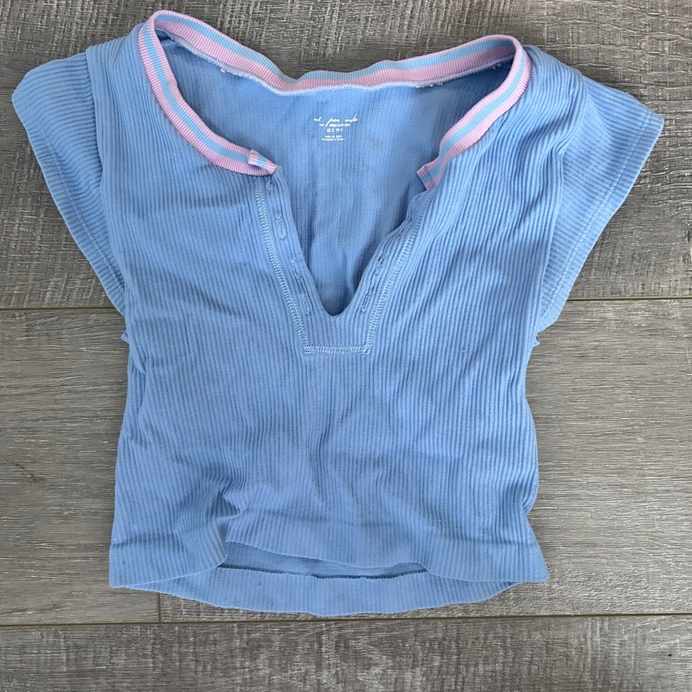 Urban Outfitters Light Blue Tee with Pink Trim